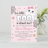 Halloween Baby shower Invitation Cute Ghost Girl Kaart (Staand voorkant)