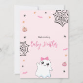 Halloween Baby shower Invitation Cute Ghost Girl Kaart (Achterkant)
