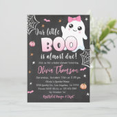 Halloween Baby shower Invitation Cute Ghost Girl Kaart (Staand voorkant)