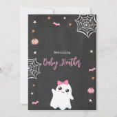 Halloween Baby shower Invitation Cute Ghost Girl Kaart (Achterkant)