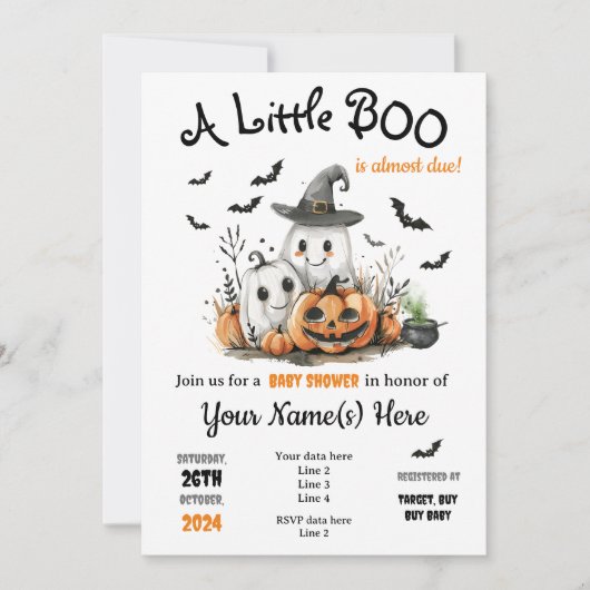 Halloween Baby shower Invitation Schattige Little  Kaart (Voorkant)