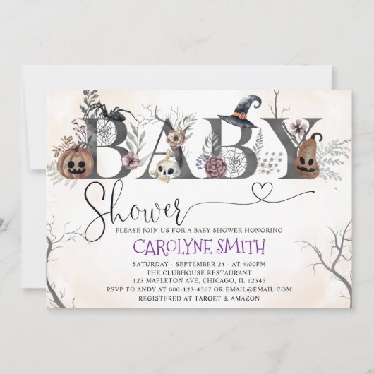 Halloween Baby shower Invitation Sjabloon Kaart (Voorkant)