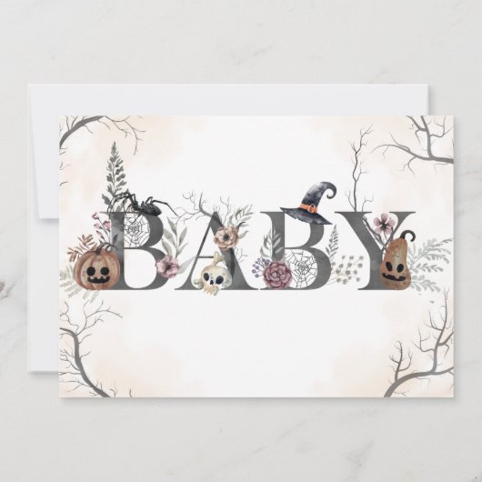 Halloween Baby shower Invitation Sjabloon Kaart (Achterkant)