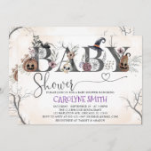 Halloween Baby shower Invitation Sjabloon Kaart (Voorkant / Achterkant)
