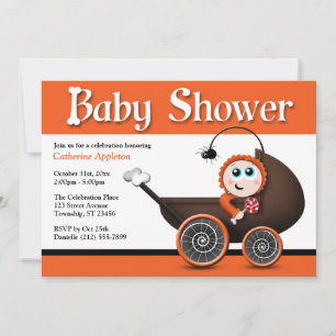 Halloween Baby Shower Invitations Carriage Kaart