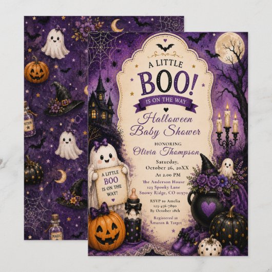 Halloween Baby Shower Kaart (Voorkant / Achterkant)
