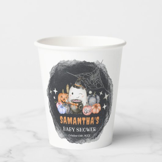 Halloween Baby shower Kleine Boo Pompoen Papieren Bekers (Voorkant)