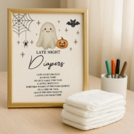 Halloween Baby shower Late Night Luiers Poster