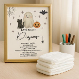 Halloween Baby shower Late Night Luiers Poster