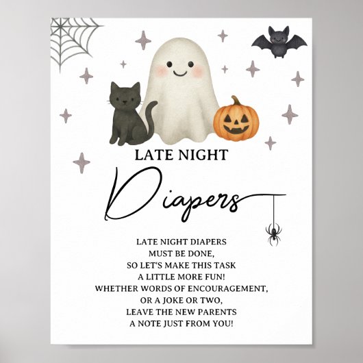 Halloween Baby shower Late Night Luiers Poster (Voorkant)