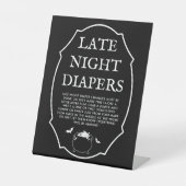 Halloween Baby shower Late Night Luiers Reclamebord Met Voetstuk (Voorkant)
