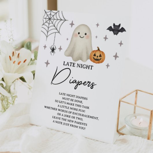 Halloween Baby shower Late Night Luiers Reclamebord Met Voetstuk