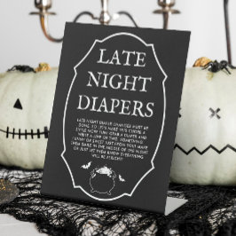 Halloween Baby shower Late Night Luiers Reclamebord Met Voetstuk