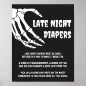 Halloween Baby shower Late Night Luiers Spel Teken Poster (Voorkant)