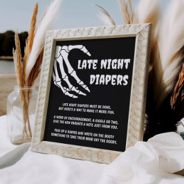 Halloween Baby shower Late Night Luiers Spel Teken Poster