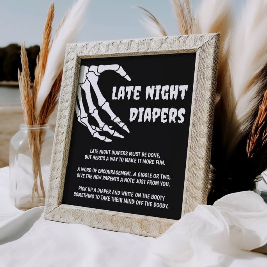 Halloween Baby shower Late Night Luiers Spel Teken Poster