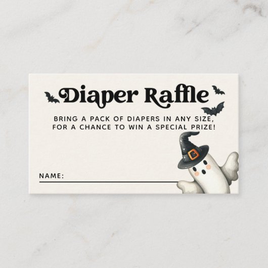 Halloween Baby shower Little Boo Diaper Raffle Informatiekaartje (Voorkant)