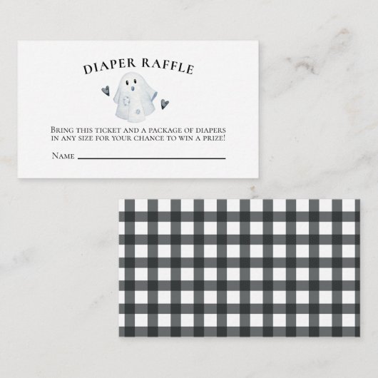 Halloween Baby shower Little Boo Diaper Raffle Informatiekaartje (Voorkant / Achterkant)
