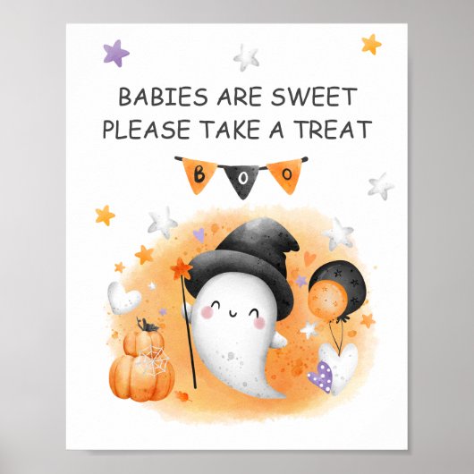 Halloween Baby shower Little Boo Favor Sign Poster (Voorkant)