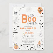 Halloween Baby shower Little Boo oranje uitnodigin Kaart (Voorkant)