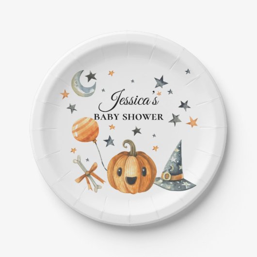 Halloween Baby shower Little Boo Papieren Bordje (Voorkant)