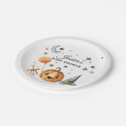 Halloween Baby shower Little Boo Papieren Bordje (Gekanteld)