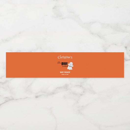 Halloween Baby shower Little BOO Sinaasappel Waterfles Etiket (Enkel label)