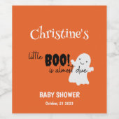 Halloween Baby shower Little BOO Sinaasappel Wijn Etiket (Enkel label)