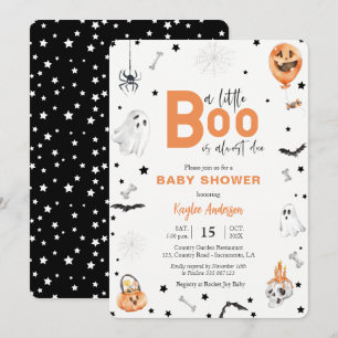 Halloween Baby shower Little Boo zwarte uitnodigin Kaart