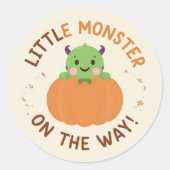 Halloween Baby shower Little Monster onderweg! Ronde Sticker (Voorkant)