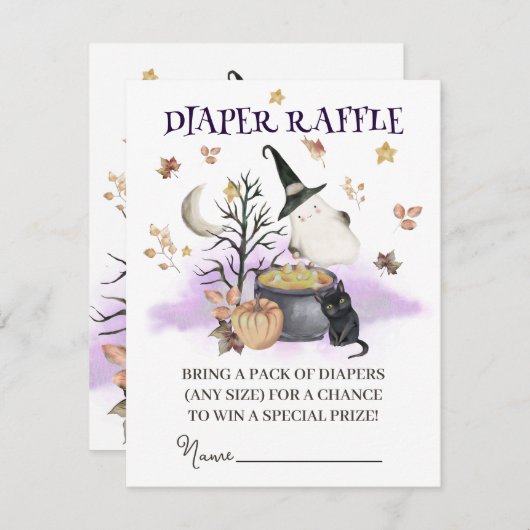 Halloween Baby shower luier Raffle. Informatiekaartje (Voorkant / Achterkant)