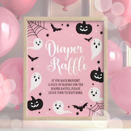 Halloween Baby shower Luier Raffle Teken Meisje Poster