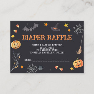 Halloween Baby shower, Luier Raffle Ticket Informatiekaartje