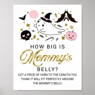 Halloween Baby shower Mam's Belly Game Sign Poster