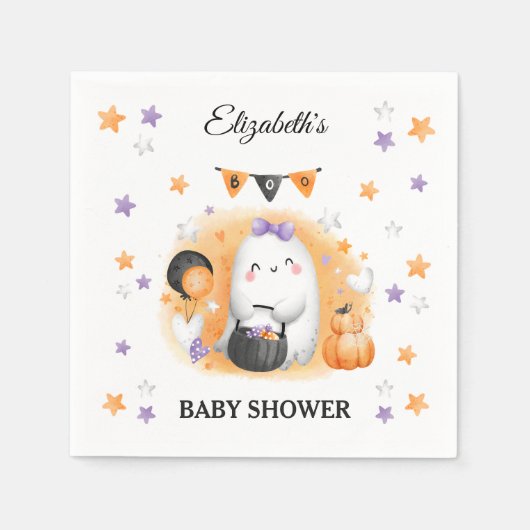 Halloween Baby shower Meisje Leuke Geest Sinaasapp Servet (Voorkant)