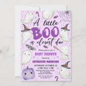 Halloween Baby shower Meisje Paarse Little Boo Gho Kaart (Voorkant)