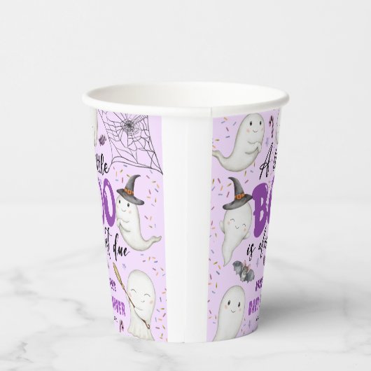 Halloween Baby shower Meisje Paarse Little Boo Gho Papieren Bekers (Rechts)