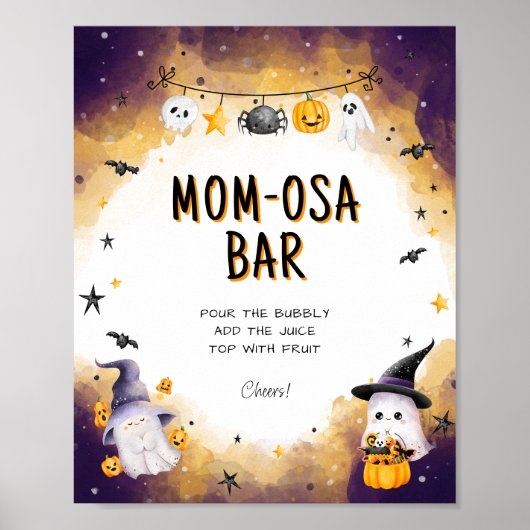 Halloween Baby shower Mimosa Bar Sign Poster (Voorkant)