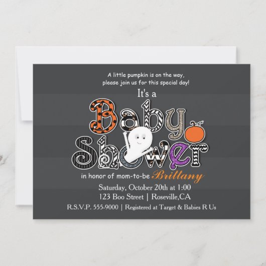 Halloween BABY SHOWER Modern Chic Invitation Kaart (Voorkant)