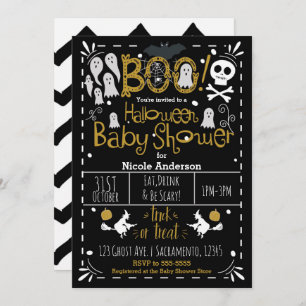 Halloween Baby shower Modern Whimsical Hand geteke Kaart