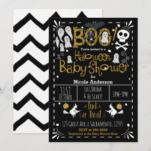 Halloween Baby Shower Moderne Whimsische Handgetek Kaart