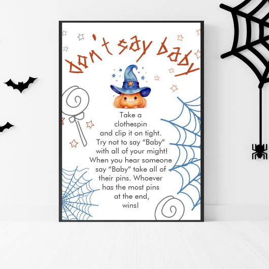 Halloween Baby shower niet zeggen Baby spel Poster