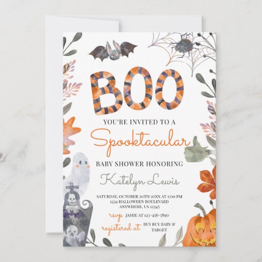 Halloween Baby shower nodiging met geesten Kaart (Voorkant)