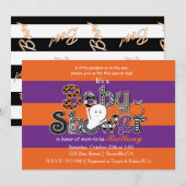 Halloween BABY SHOWER Oranje Paarse uitnodiging. Kaart (Voorkant / Achterkant)