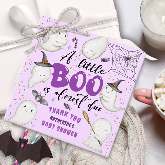 Halloween Baby shower Paarse Meisje Schattige Litt Bedankjes Labels
