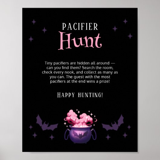 Halloween Baby Shower Pacifier Hunt Game Poster (Voorkant)