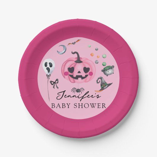 Halloween Baby Shower Papieren Bordje (Voorkant)