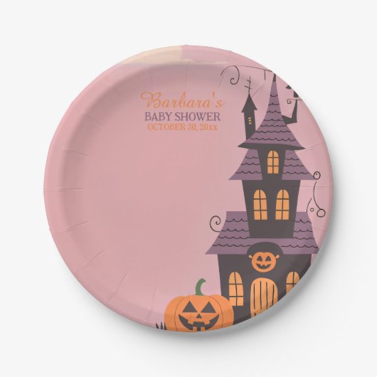 Halloween Baby shower Papieren Bordje (Voorkant)