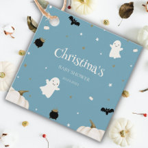 Halloween Baby shower pastel blauw