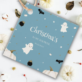 Halloween Baby shower pastel blauw Bedankjes Labels